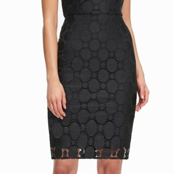 DKNY Black Circle Lace Sheath Sleeveless Career Dr - Picture 3 of 6